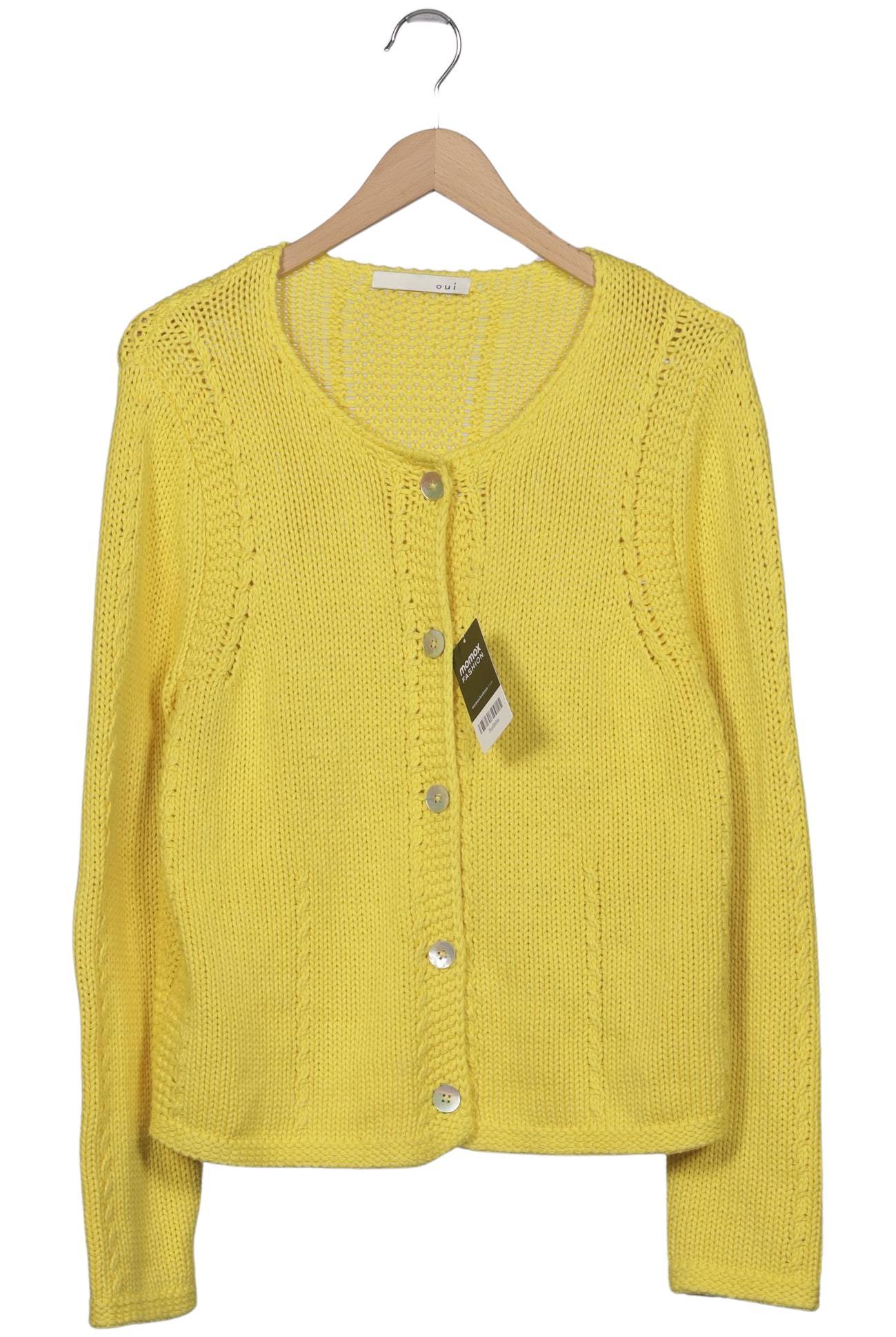 Oui Damen Strickjacke, Gelb, Gr. EU 40