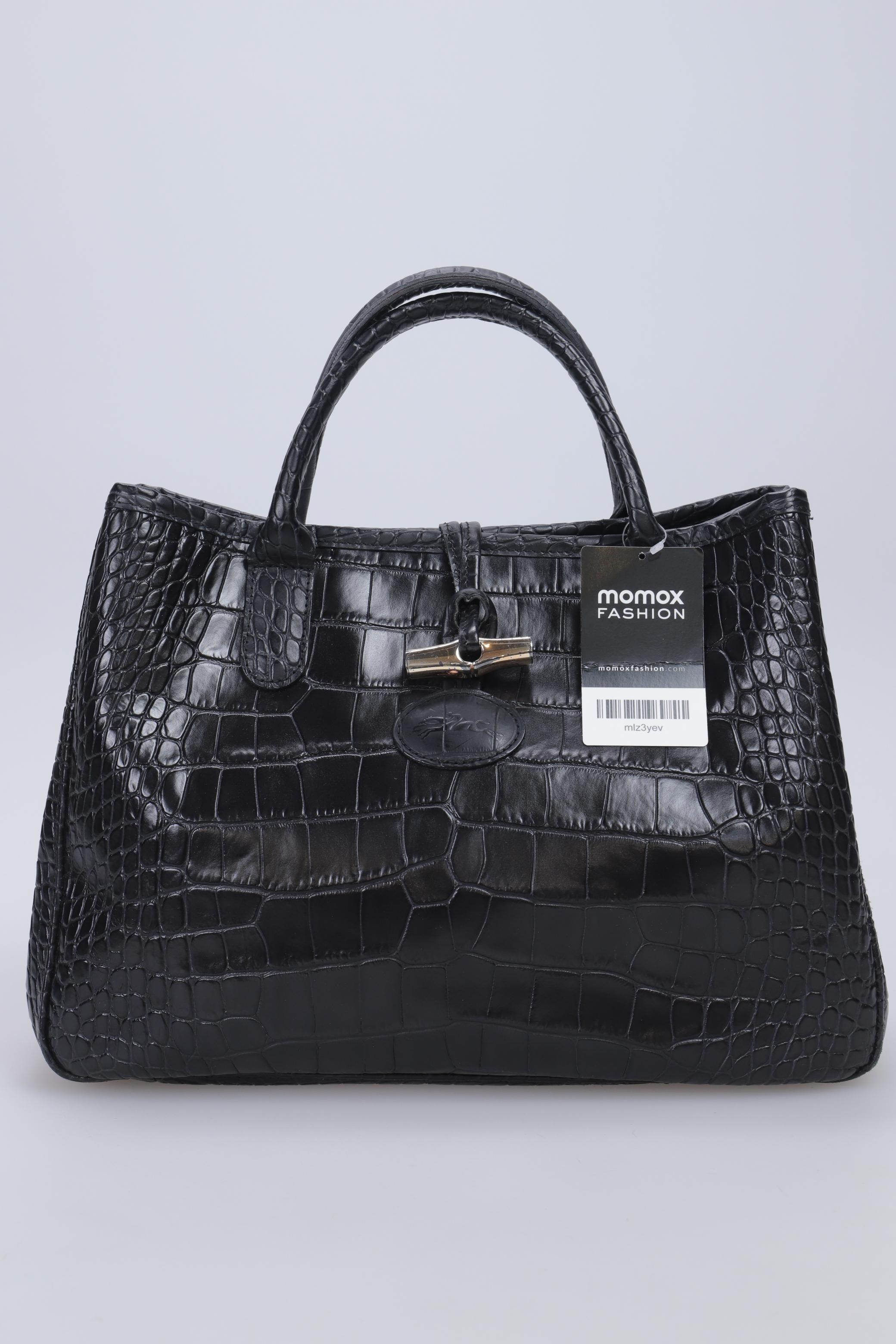 Longchamp Damen Handtasche gross Leder, Schwarz, Gr.