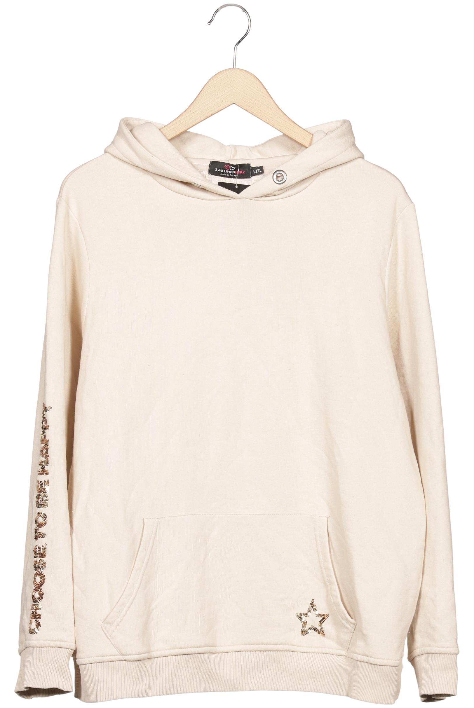 Zwillingsherz Damen Kapuzenpullover, Beige, Gr. L