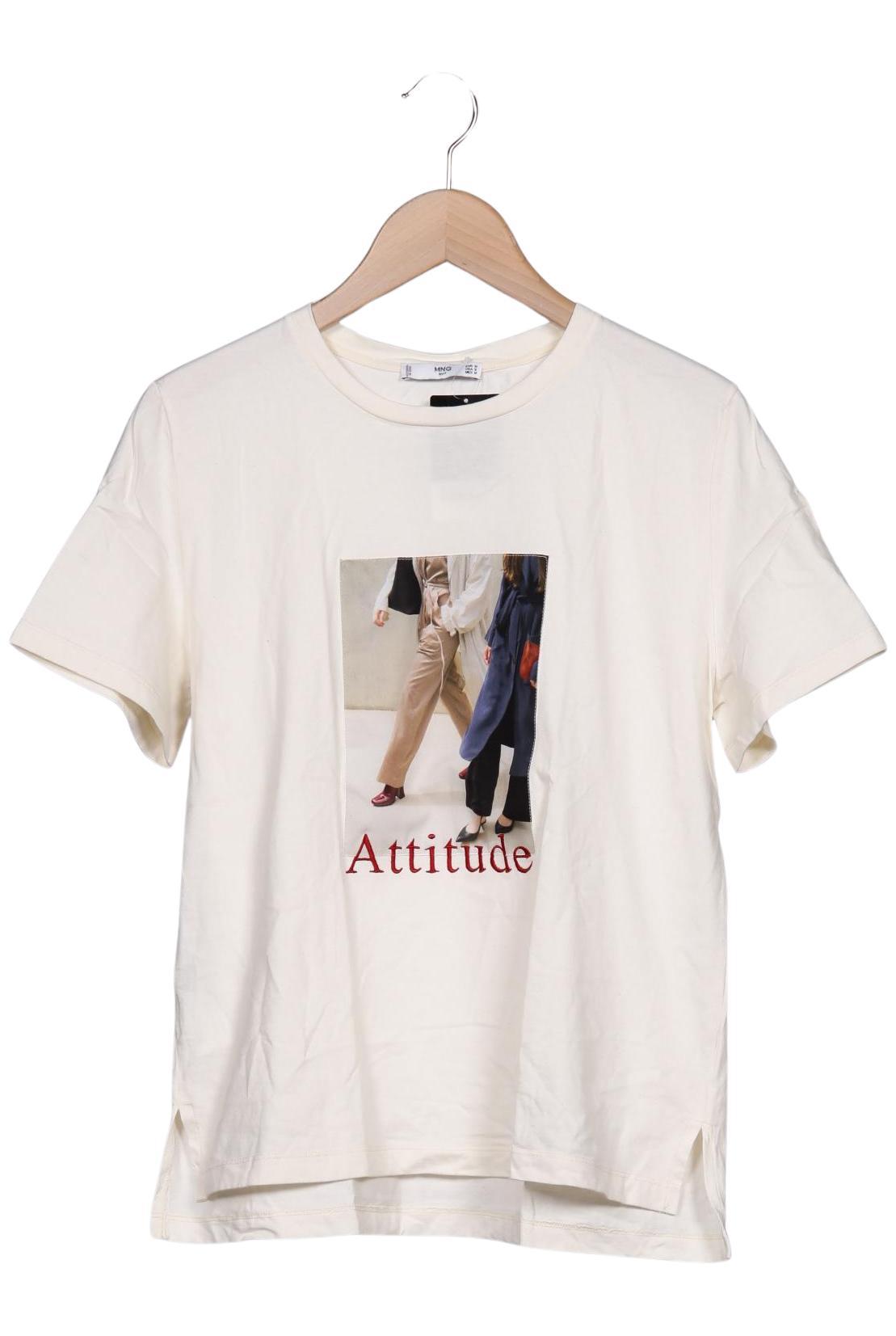 Mango Damen T-Shirt, Cremeweiß, Gr. M