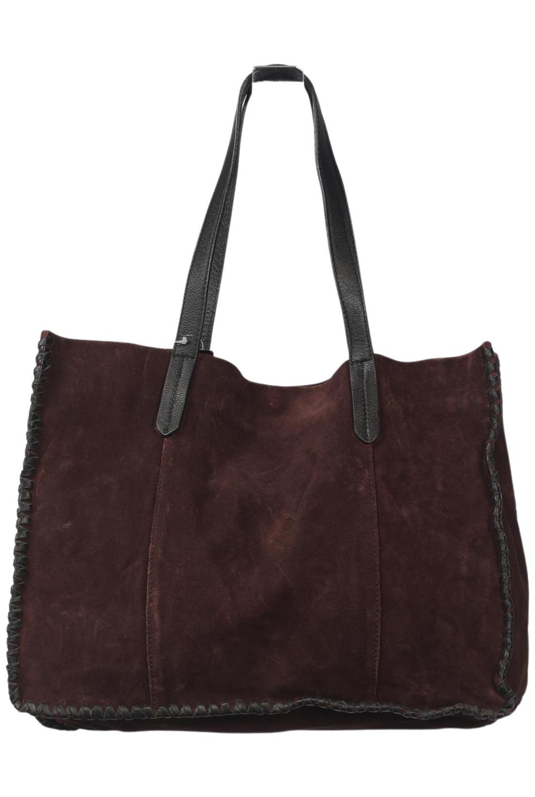 Mango Damen Handtasche gross Leder, Braun, Gr.