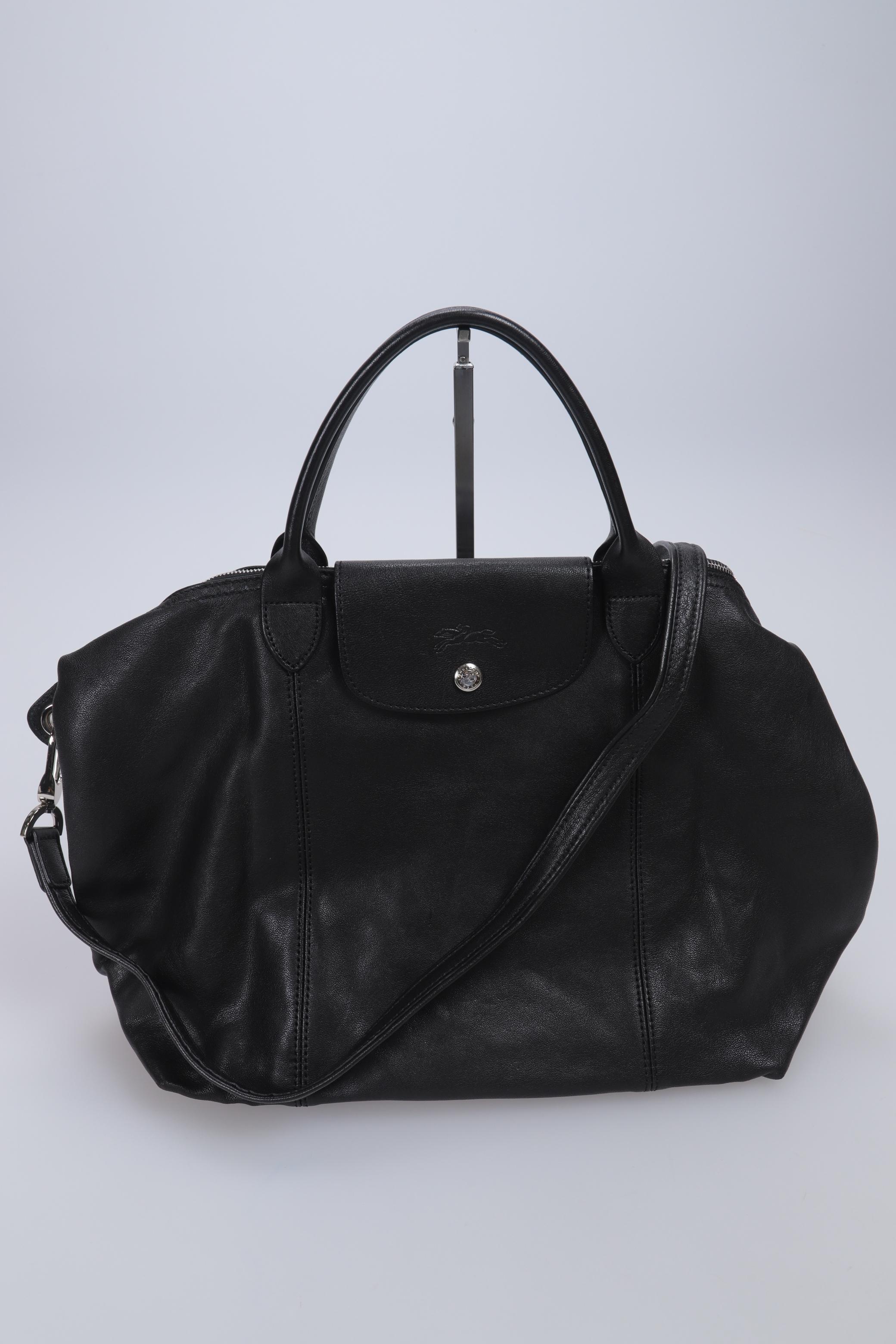 Longchamp Damen Handtasche gross Leder, Schwarz, Gr.