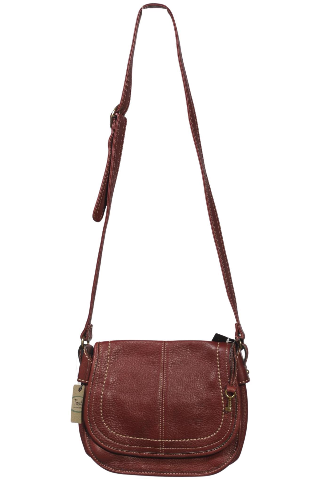 Fossil Damen Handtasche klein Leder, Braun, Gr.