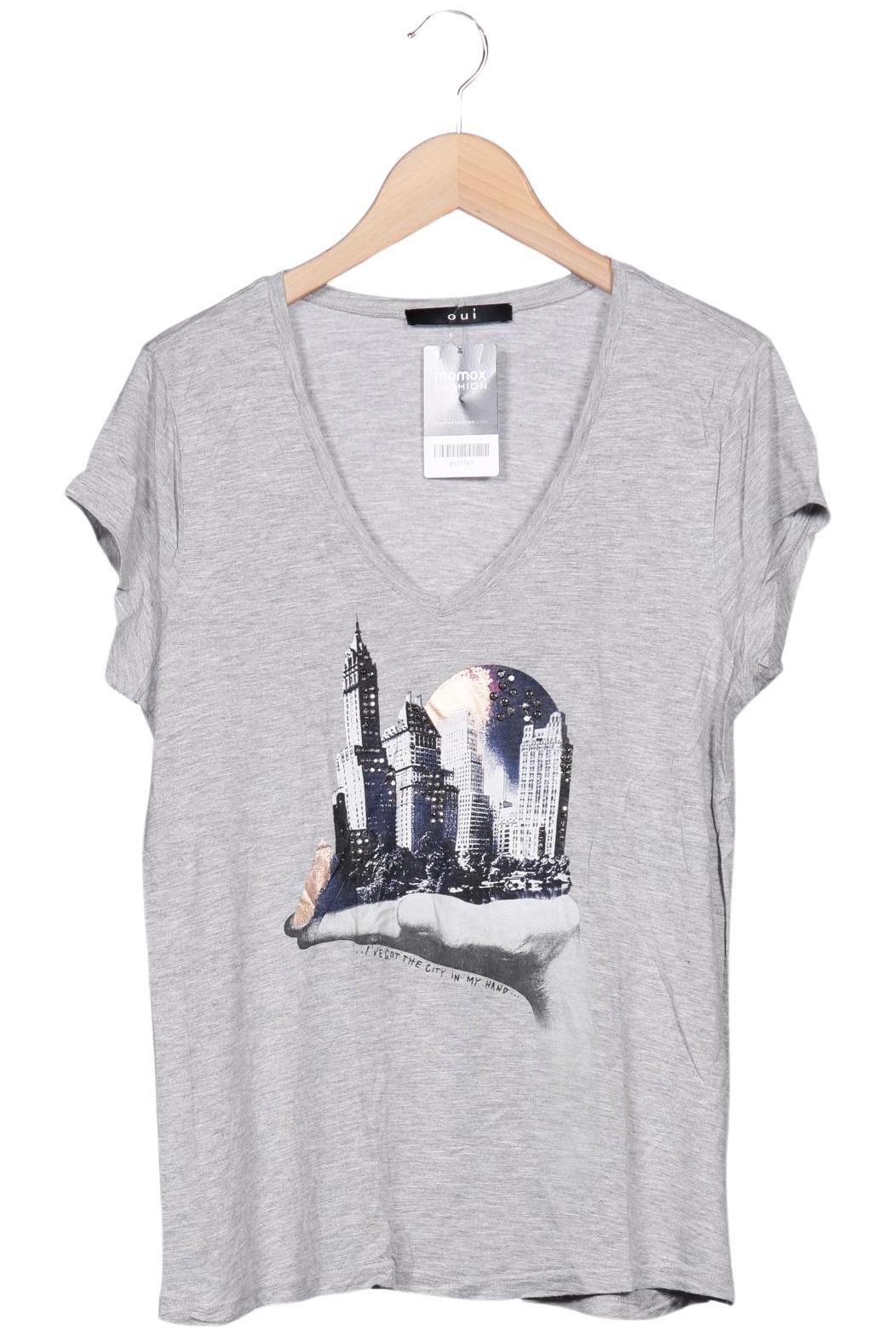 Oui Damen T-Shirt, Grau, Gr. EU 44