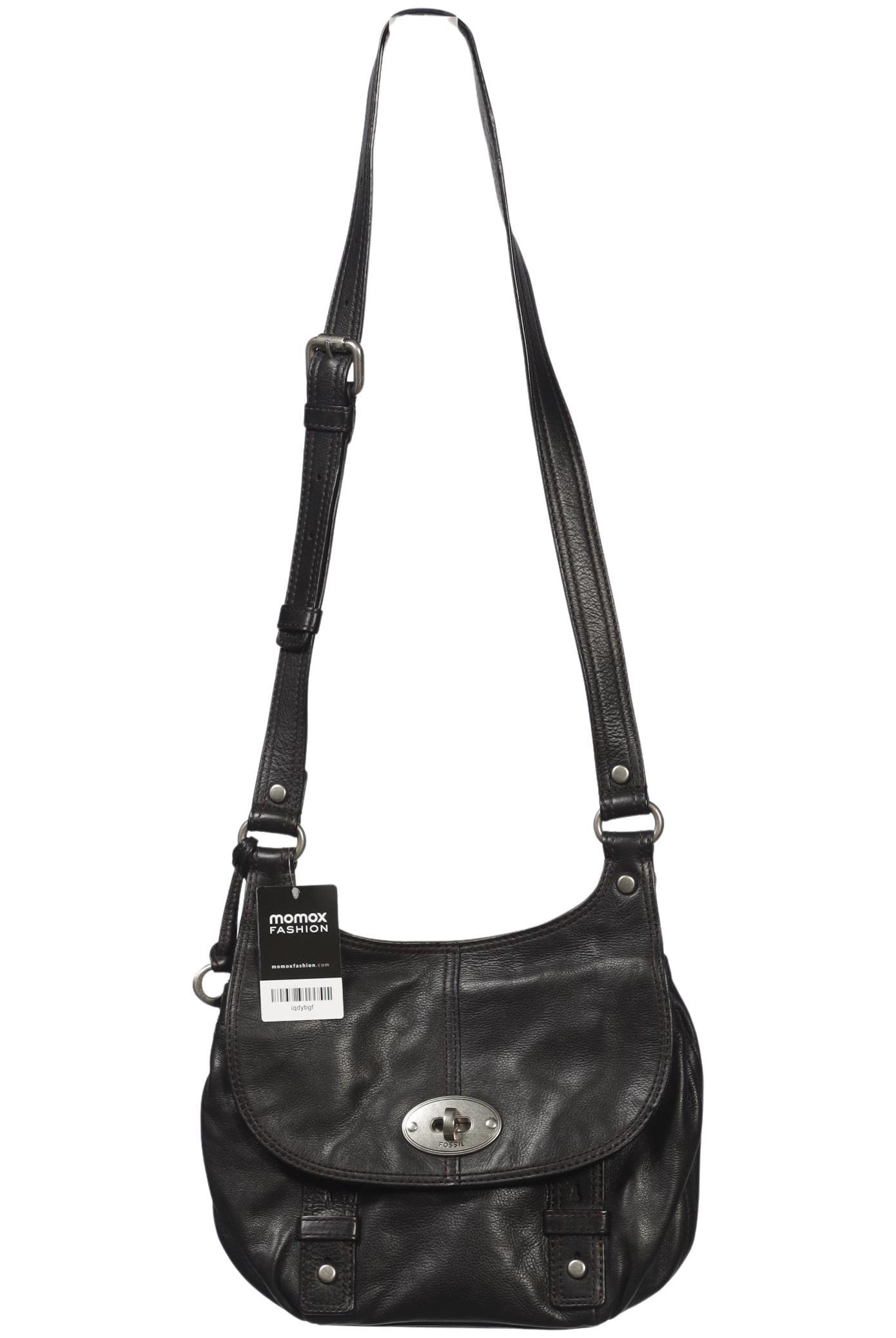 Fossil Damen Handtasche klein Leder, Schwarz, Gr.
